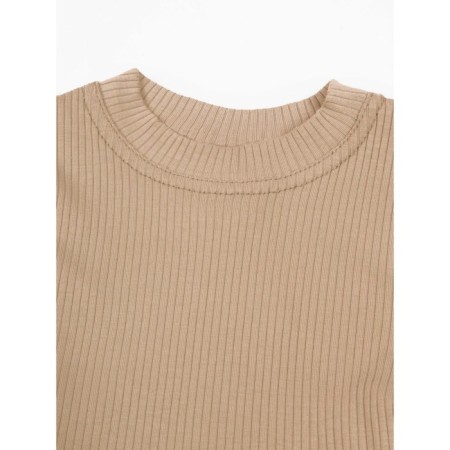 Top for a girl with short Generation sleeves, height 134 cm, beige color-6