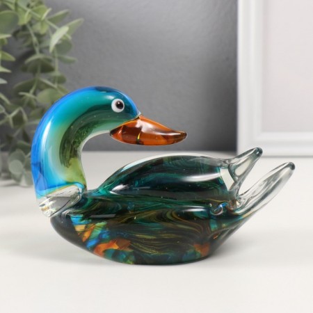 Souvenir glass "Duck-Mandarin" Green 8x15.5x9.5 cm-2