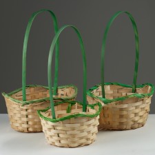 Camping of baskets, 19x7.5x9.5/31 cm, 22x9x11/34 cm, 24x9x11.5/35 cm, 3 pcs, green, bamboo