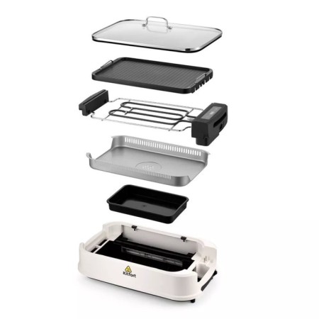 Electric grill KitFort KT-1685, 1500 W, anti-stick coating, 38x22 cm, white-4