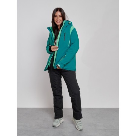 Ski jacket female winter, size 42, dark green color-8