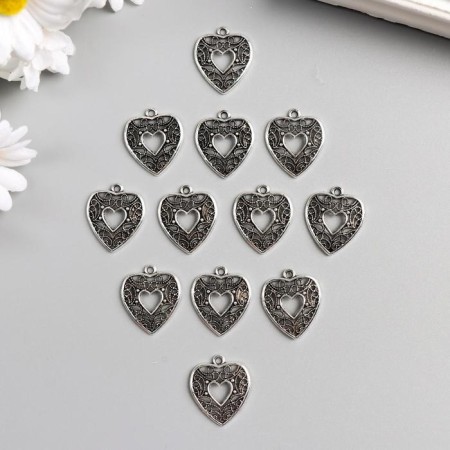 Decor for creativity Metal "Openland Heart" silver 2.3x2 cm-1