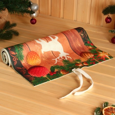 Rug-lane with a print "Happy New Year, with a light steam", 50x155 cm-3