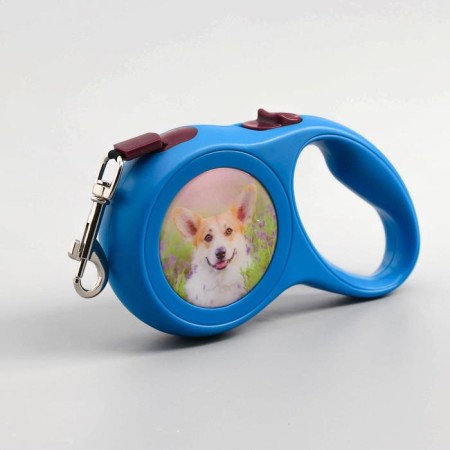 Roulette with a print "cutie", 5 m, animal weight up to 15 kg, blue-1