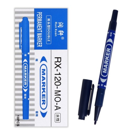 Permanent marker, double -sided, round, 2 mm/0.7 mm, blue-6