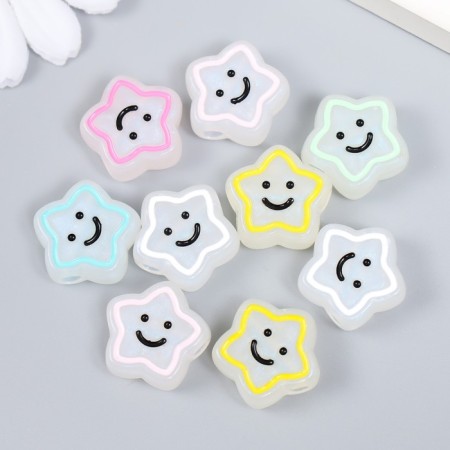 Busina Plastic "Funnered Star with Contain" Phosphorus mix 1.9x1.9x0.8 cm