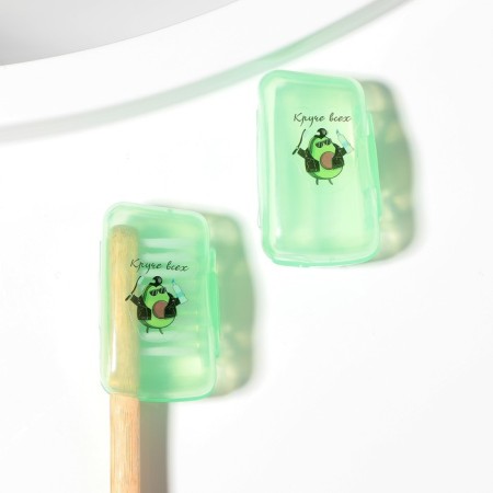 The case for the toothbrushes is “cooler than all”, 3.7 x 2.2 cm.-2