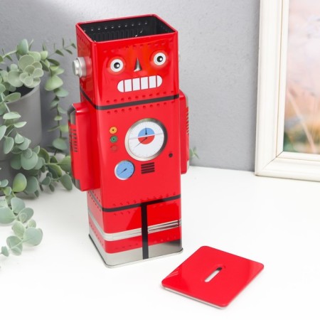 Piggy bank Metal "Robot" Red 24.5x7.7x12.2 cm-3