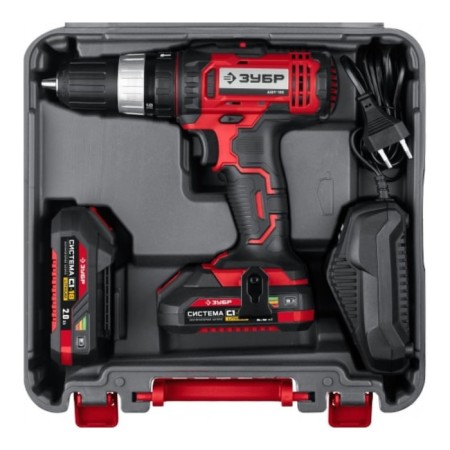 Drill-shurubover bison, battery, 2x2 ah, BZ cartridge, 2-13 mm, 0–400 / 0–1400 rpm-5
