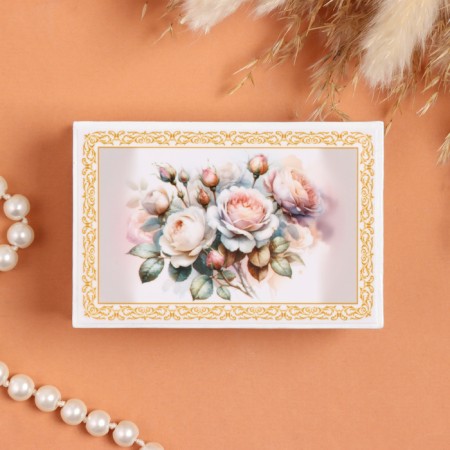 Casket "Tender Peonies", white, 6 × 9 cm, lacquer miniature-2