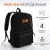 Young backpack from textiles with a zipper, waterproof, 4 pockets, black/orange color