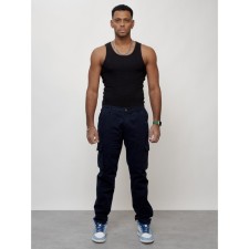 Cargo jeans men, size 52, dark blue color