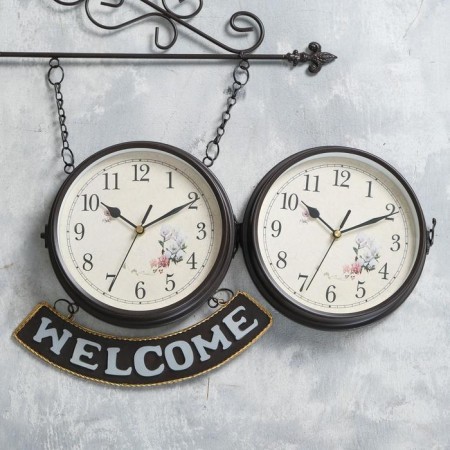 Wathered double-sided watches, on the suspension "WelCome", smooth move, D-20 cm, 55 x 36 cm, 1 aa-1