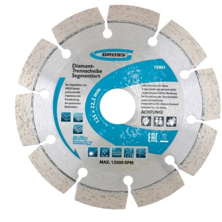 Diamond disk GROSS 73003, laser welding of segments, dry cut, F125x22.2mm
