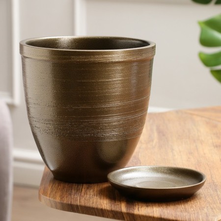 Flower Pot "Black Gold" with a tray, 2.4l-1