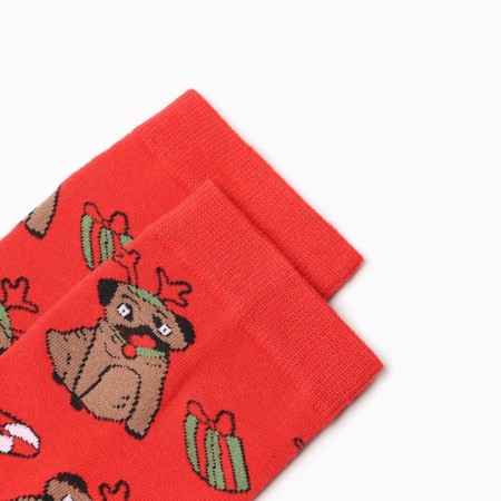 Women's socks New Year's bulldogs, red color, size 36-40-1