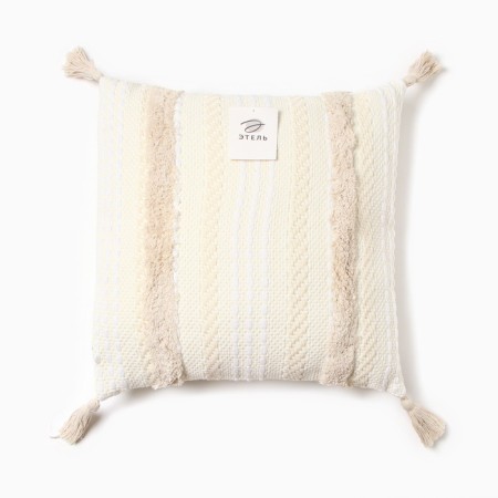 Pillowcase decorative Ethel Boho Line 45x45 cm, beige color, cotton-4