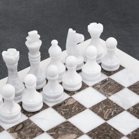 Chess "Elite", gray/white, board 30x30 cm, onyx-1