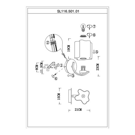 Sconces st. SL116.501.01. ONDE. 1x60 watts, E27, 15x18 cm, silver color-3