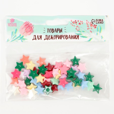Kaboshon "Asterisk", set of 50 pcs., Size 1 pc. - 1.5 × 1.5 × 0.2 cm, color mix-4