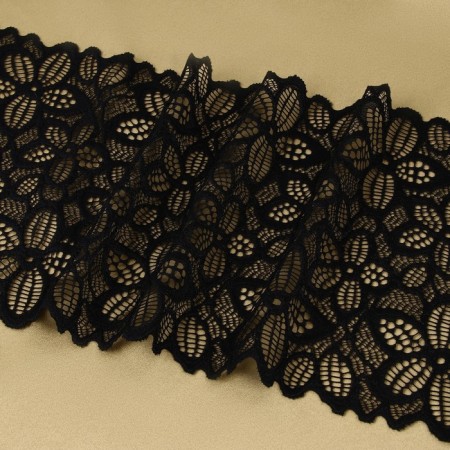 Lace elastic fabric "Five -minded", 170 mm × 2.7 ± 0.5 m, black color-2