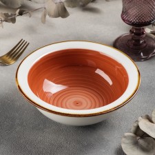 Ceramic Crama salad bowl, 600 ml, 18 × 6 cm, orange color
