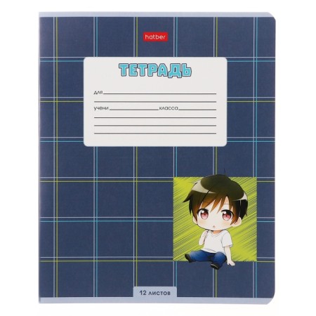 Notebook 12 sheets in the “Anime Boys” cage, covered cardboard, mix-2