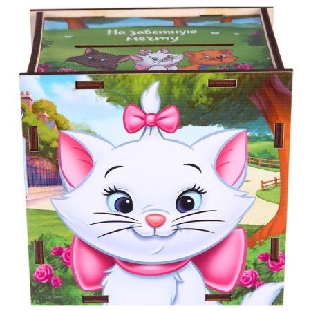 Wooden piggy bank with numbers, 12x12x8.6 cm, cats aristocrats-4