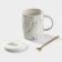 Ceramic mug with a lid and a spoon "Bear", 350 ml, white color