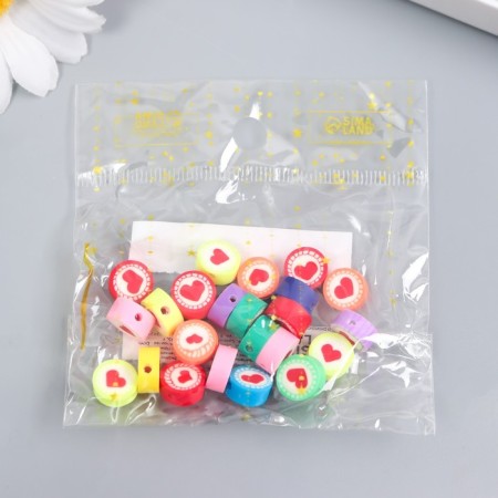 Beads for the creativity of PVC "Hearts - Print" set 25 pcs 0.5x0.9x0.9 cm-2