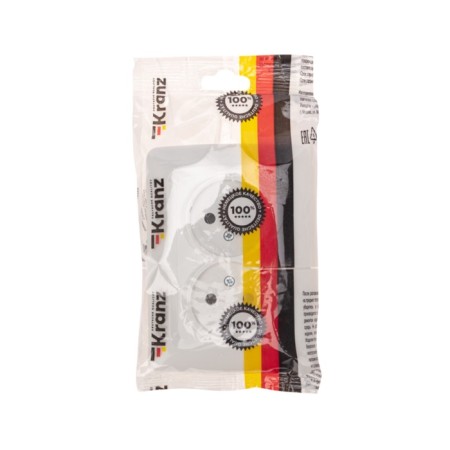 Double socket Kranz ceramics, without grounding, hidden installation, 10a, white KR-78-0219-4