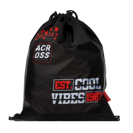 Frame backpack 37 x 28 x 12 cm, Across 194, filling: bag, pencil case, dark gray/red ACR22-194-5-18