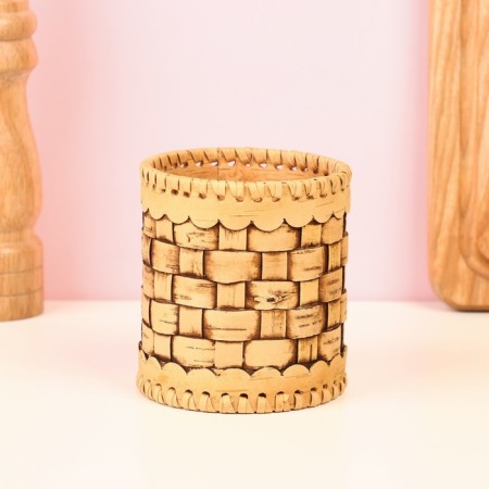 TUES "velor", woven, 8 × 8 × 12 cm, birch bark-1