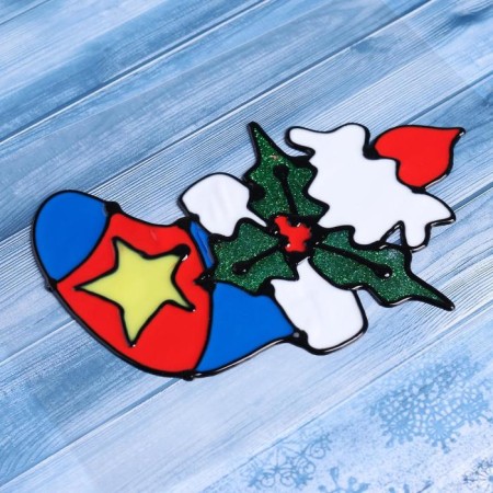Stick on glass "sock with a star" 9.5x15 cm-1