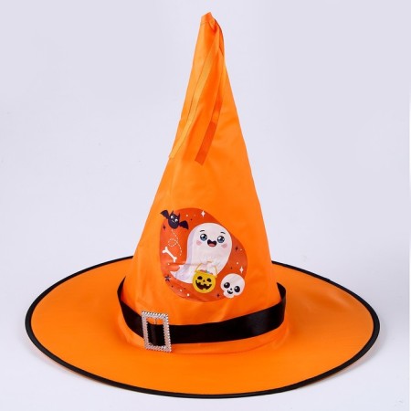 Carnival hat "Nightmare" orange, with a garland-7