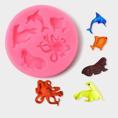 Mold "Sea Friends", silicone, d = 8.3 cm, color mix