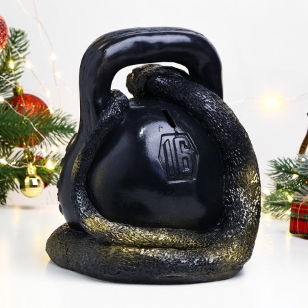 The piggy bank "Snake with weights" is black, 25 cm-2