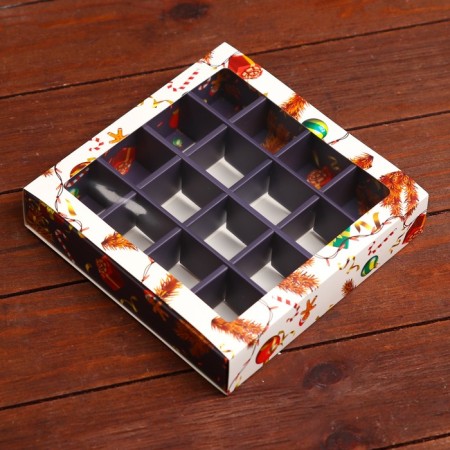 Box for sweets 16 pcs, 17.7 x 17.7 x 3.8 cm "Happy holiday!"-3