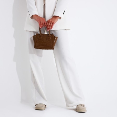 Bag Women's Tout with zipper, brown color-8