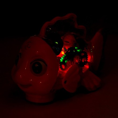 Lifting fish, light and sound, works from batteries, orange color-3