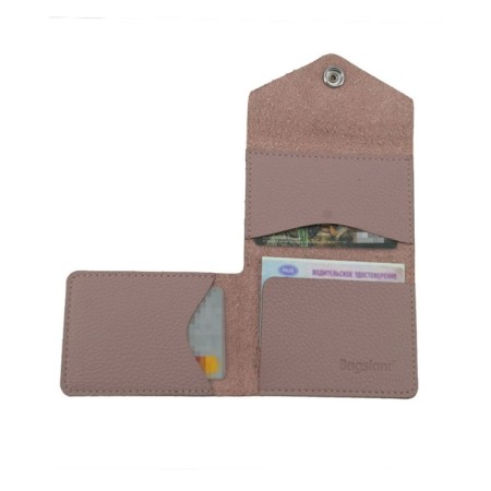 Cartholder, genuine leather, pink 10x8.5x1.5 cm-2