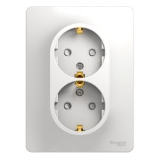 Double SE GLOSSA, 16 A, 250 V, built -in, with salary, curtains, IP20, white, GSL000126