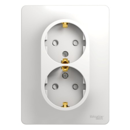 Double SE GLOSSA, 16 A, 250 V, built -in, with salary, curtains, IP20, white, GSL000126