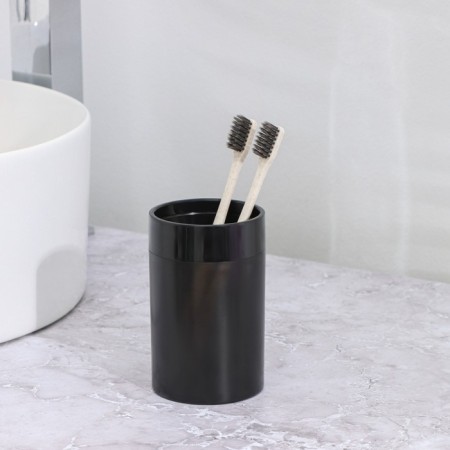 A glass for toothbrushes, 7 × 7 × 11.5 cm, black color-1