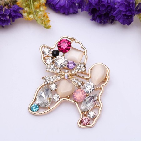 Brooch "Dog" Poodle, colored in gold-1