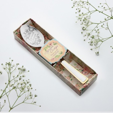 A teaspoon spoon with an engraving “Best Sister”, in a gift box, 3 x 14 cm.-1