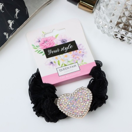 Hair gum "Muriel" waves heart, 5 cm, black