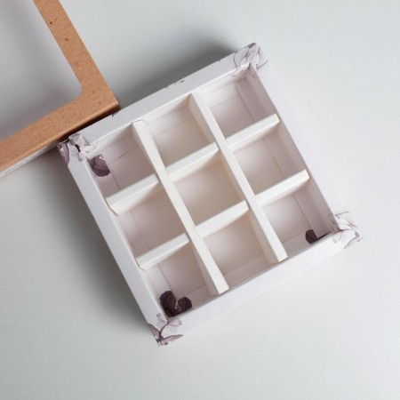 Box for sweets, confectionery packaging, 9 cells, Special for You, 14.5 x 14.5 x 3.5 cm-4