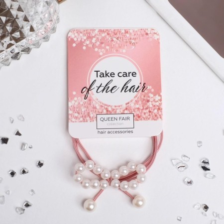 Hair gum "Pearl bow" 7 cm, mix