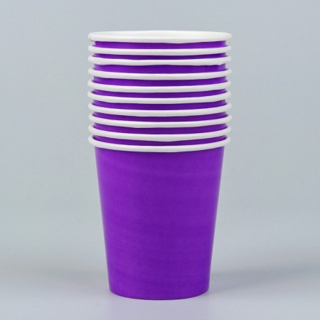 A single -single -paper glass, plain, purple color, 205 ml-1
